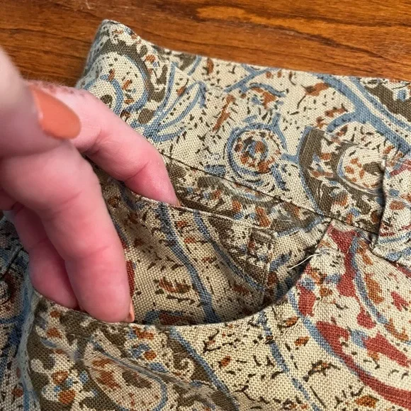 LAUREN RALPH LAUREN Pants Size 4 Linen Cotton Blend Summer Perfect Paisley Print - Picture 5 of 10
